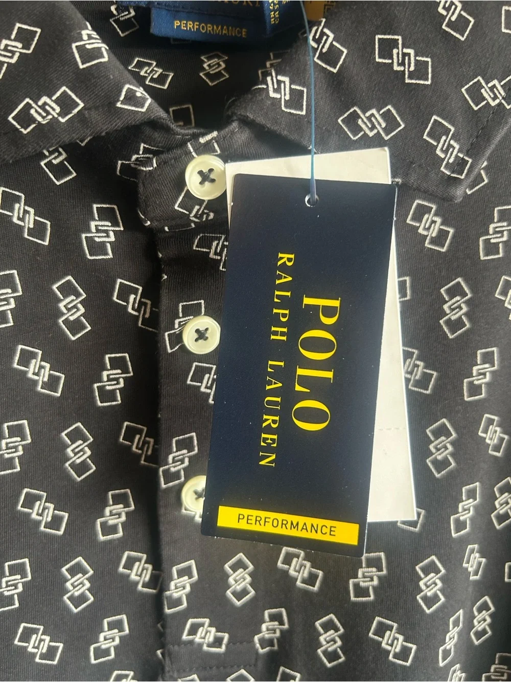 Polo Ralph Lauren Performance Polo – Black Geometric Print – Size XL – NWT